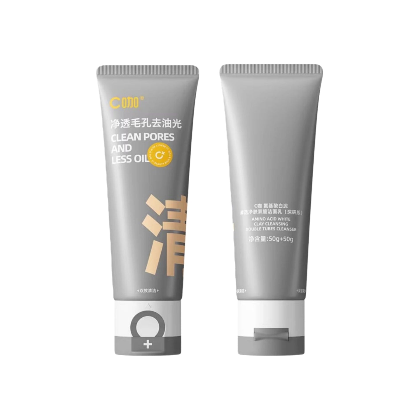 C+ Beauty Amino Acid White Clay Cleansing Double Tubes Cleanser 80g