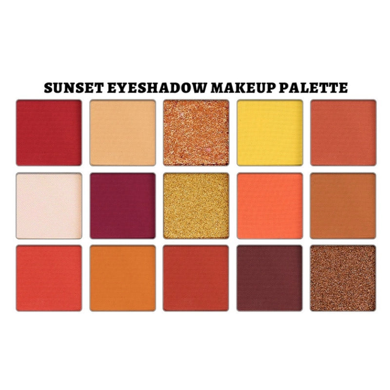 UCANBE 15 Colors Eyeshadow Palette Sunset Orange 10.8g
